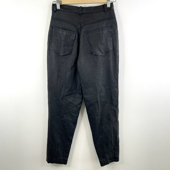 Vintage Leather Pants Womens Size Small Black Hi-Rise Tapered Leg Lined 90S y2k - Picture 3 of 4